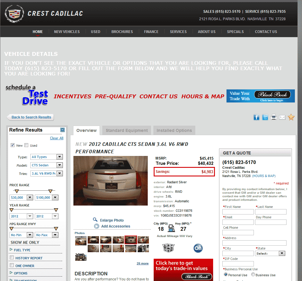 Ron Carter Cadillac >> 2012 Cadillac CTS Real Dealer Prices - Free - CostHelper.com Ron Carter Cadillac >> 2012 Cadillac CTS Real Dealer Prices - Free - CostHelper.com