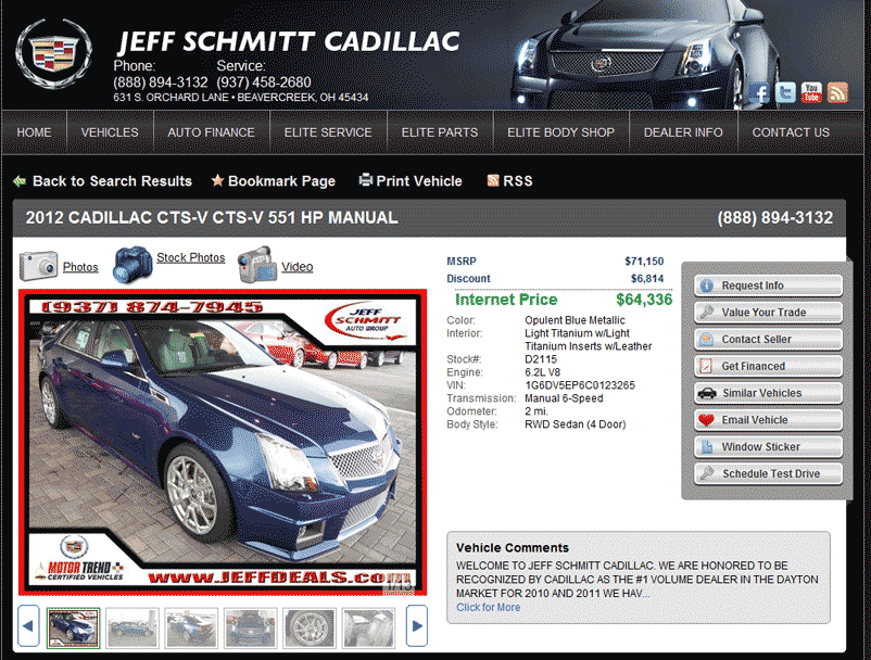 2012 Cadillac CTS-V Real Dealer Prices - Free - CostHelper.com