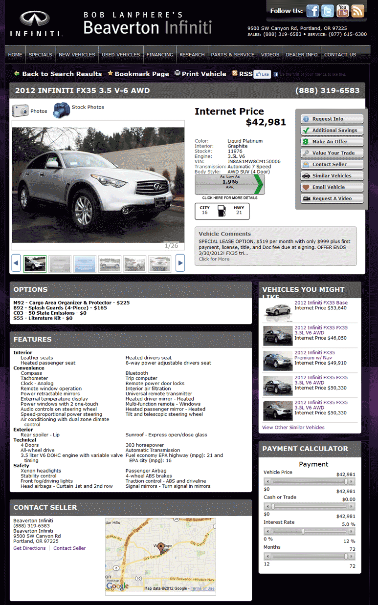 Sam Swope Honda >> 2012 Infiniti FX Real Dealer Prices - Free - CostHelper.com Sam Swope Honda >> 2012 Infiniti FX Real Dealer Prices - Free - CostHelper.com