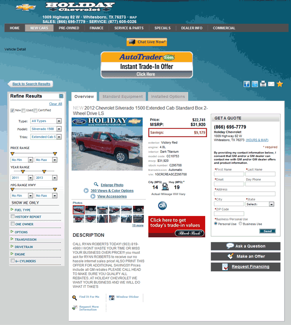 Holiday Chevrolet Whitesboro Texas >> 2012 Chevrolet Silverado 1500 Real Dealer Prices Free Costhelper Com Holiday Chevrolet Whitesboro Texas >> 2012 Chevrolet Silverado 1500 Real Dealer Prices Free Costhelper Com