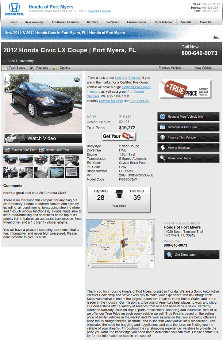 2012 Honda Civic Coupe Real Dealer Prices - Free ...